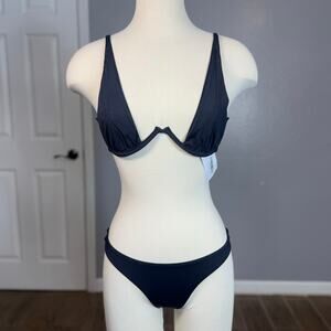 Plumeria Swimwear Magnolia Bikini Set, Black, S